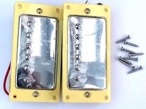 2 ELECTRIC GUITAR CHROME HUMBUCKER PICKUPS WITH CREAM SURROUNDS